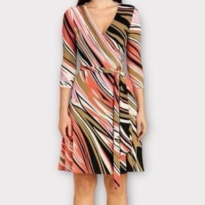 Diane Von Furstenberg Multicolor Printed Silk Knit Short Wrap Dress S